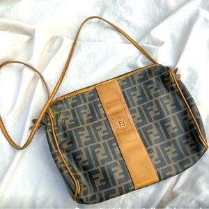 Vintage Fendi Zucca Leather Crossbody.